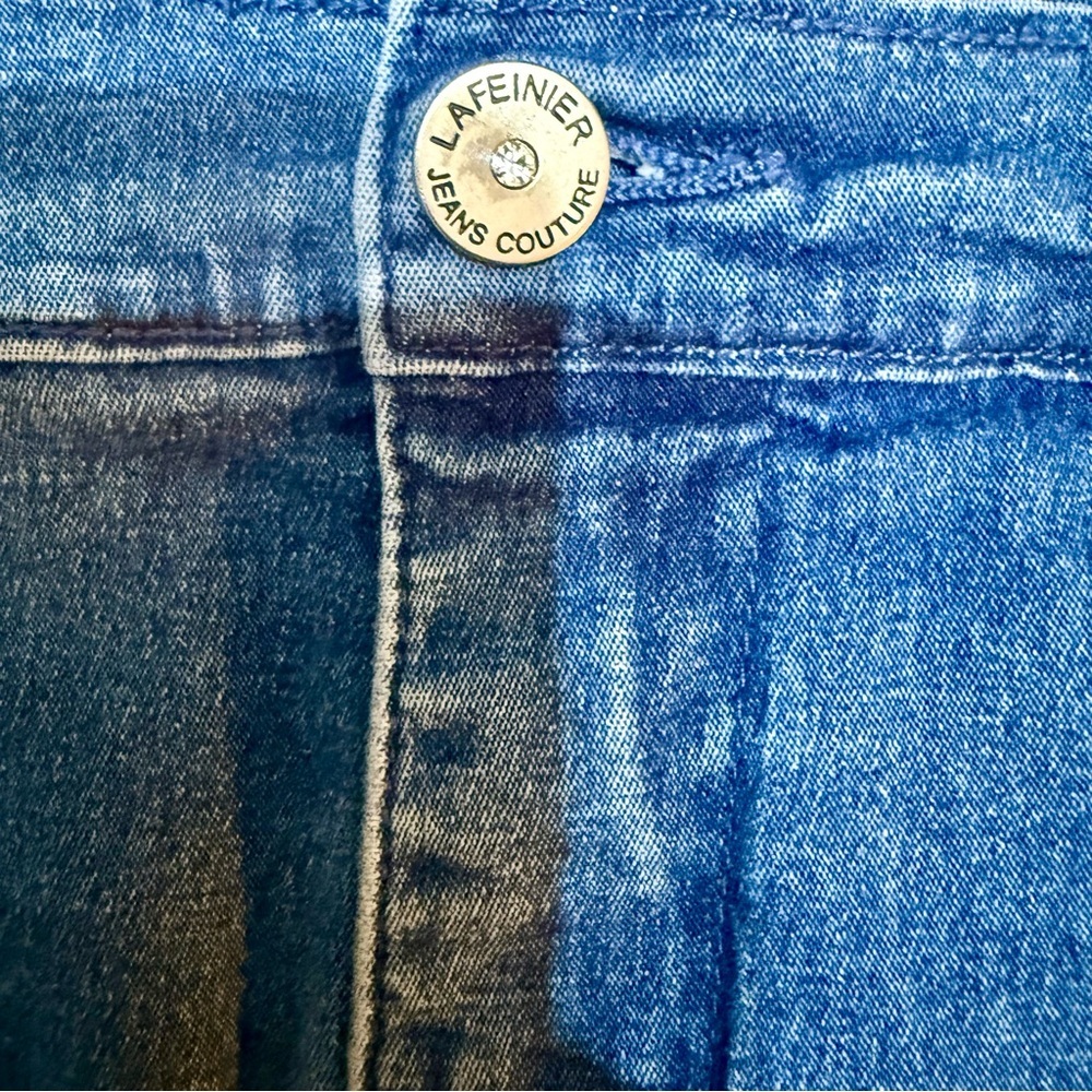 🌻EUC Lafei-Nier Y2K-Era Brand Blue Floral Denim Crystals Pencil Skirt - Picture 4 of 6